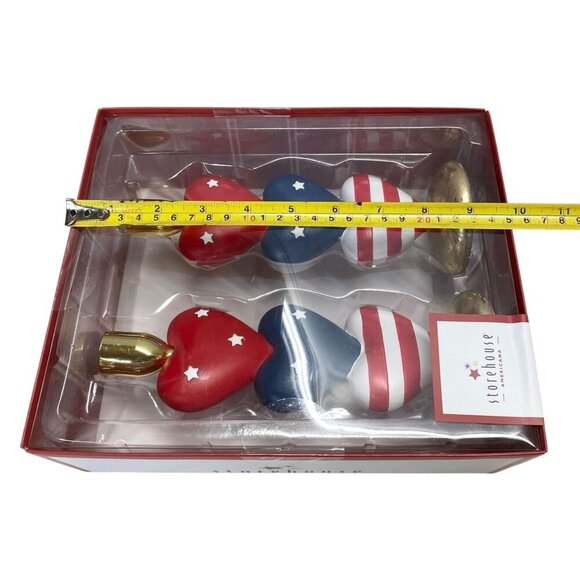 Storehouse Americana Patriotic Hearts Candleholders Candlesticks Set 4th of July - Picture 3 of 4